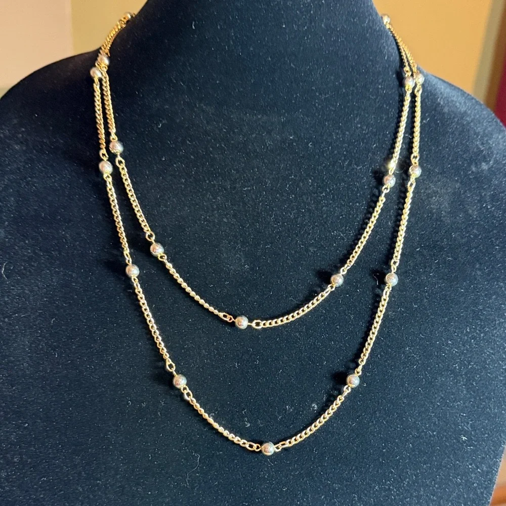 long bronze gold beaded boho necklace.